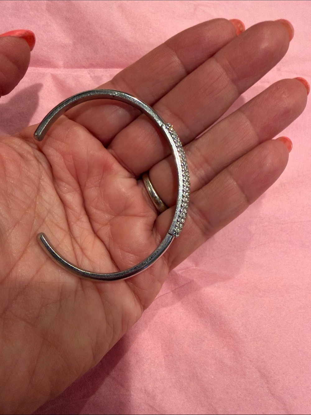 Silver Crystal Accent Cuff Bracelet - Women's Jewelry